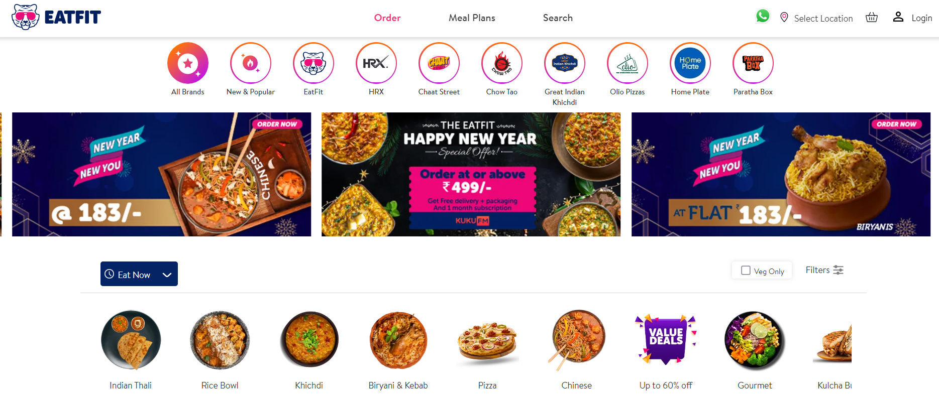 EatFit Website | cheapest food delivery app India