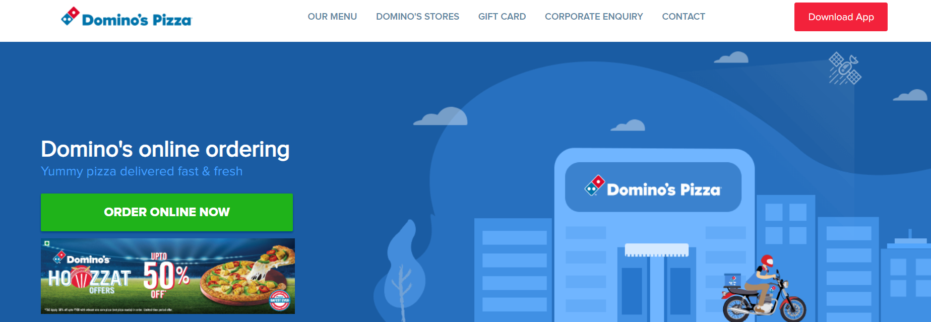 Domino's website | cheapest food delivery app India