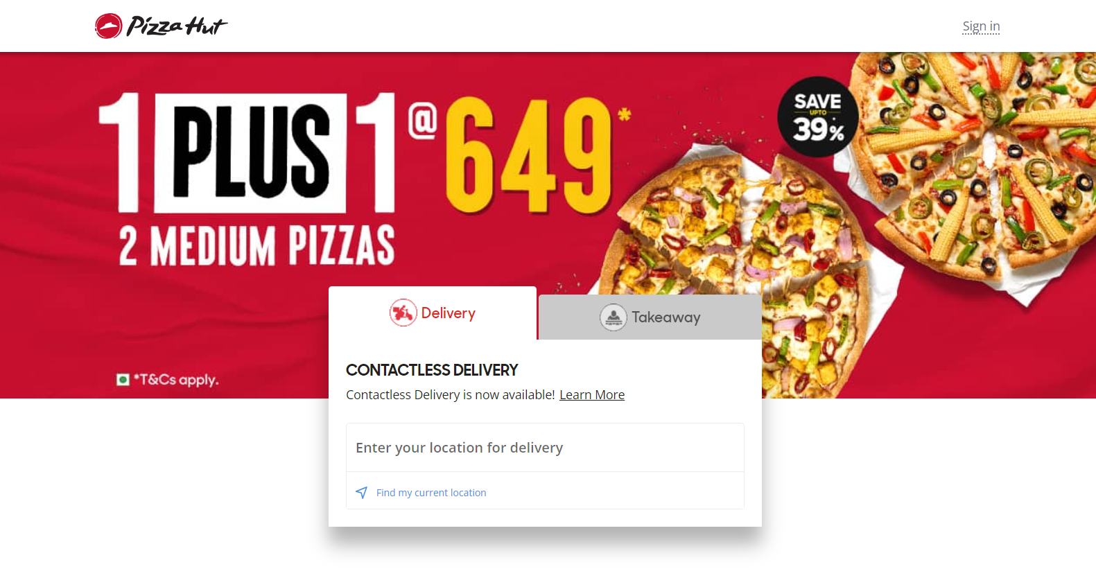 Pizza Hut website | cheapest food delivery app India