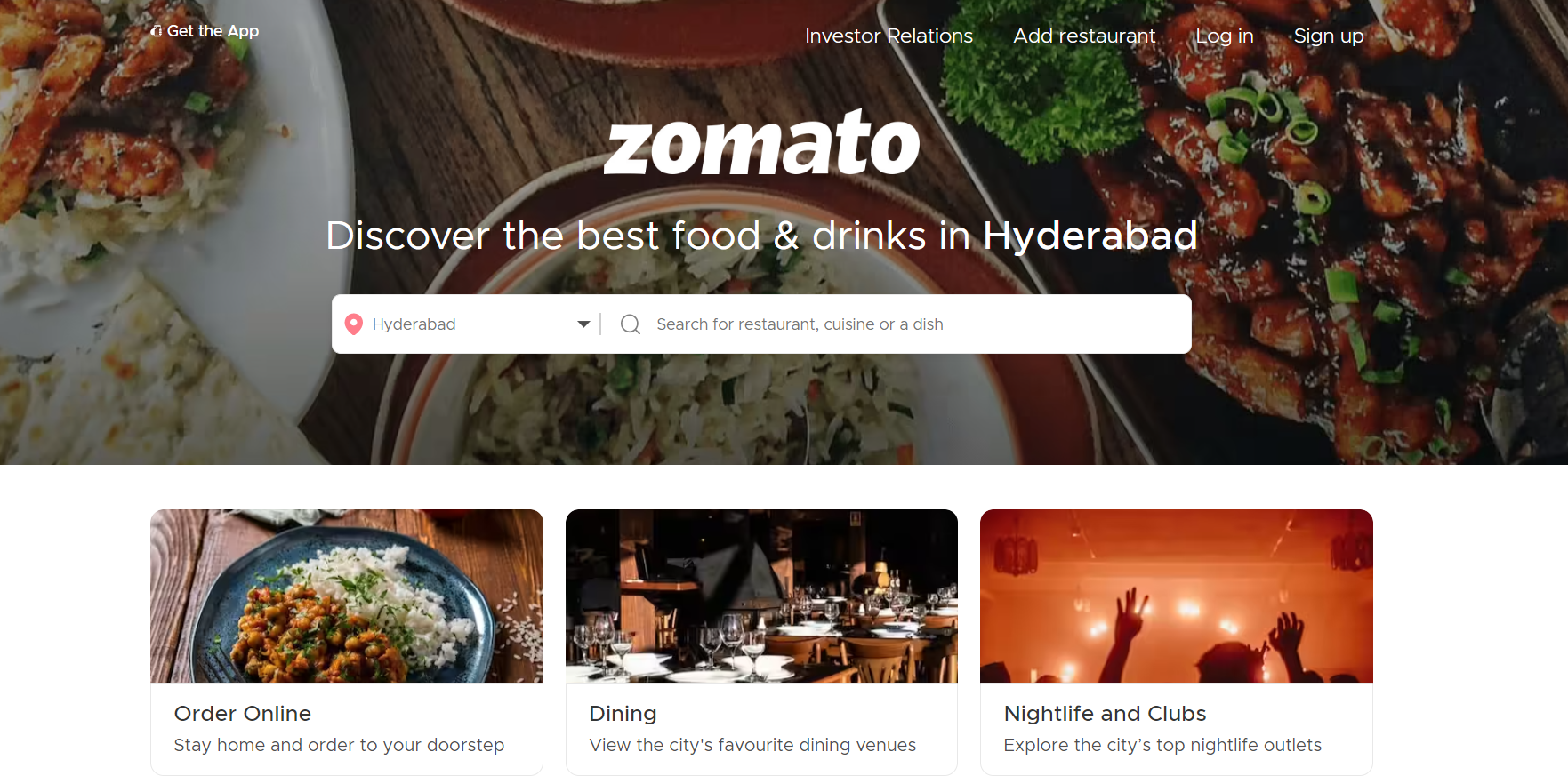 Zomato website