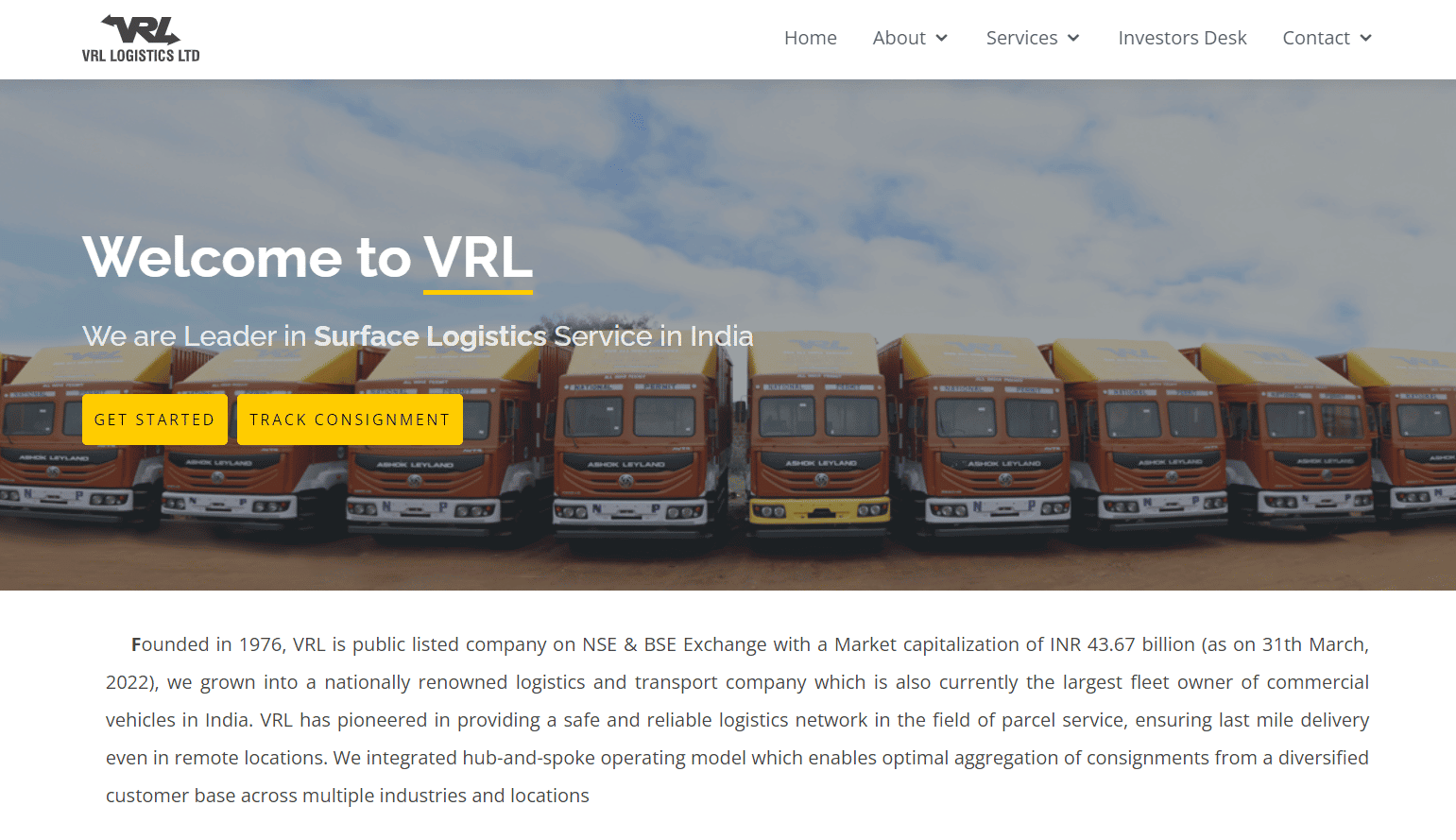 VRL Logistics website