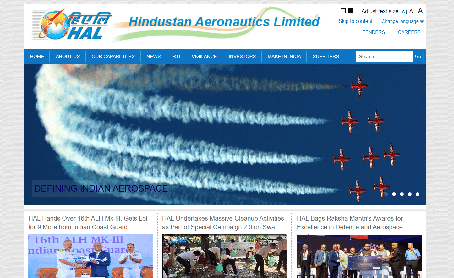 Hindustan Aeronautics Ltd website