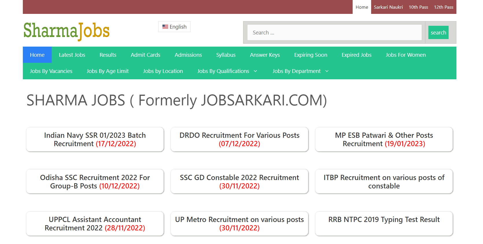 SharmaJobs website