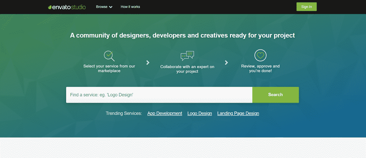 Envato Studio home page